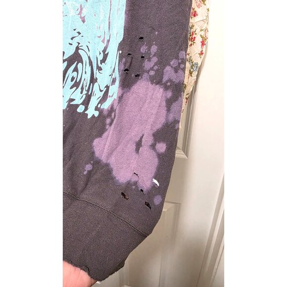 NWT We The Free Tie-Dye Sweatshirt Floral Buttoned Sleeves Graphic Oversized Fit - Picture 6 of 8